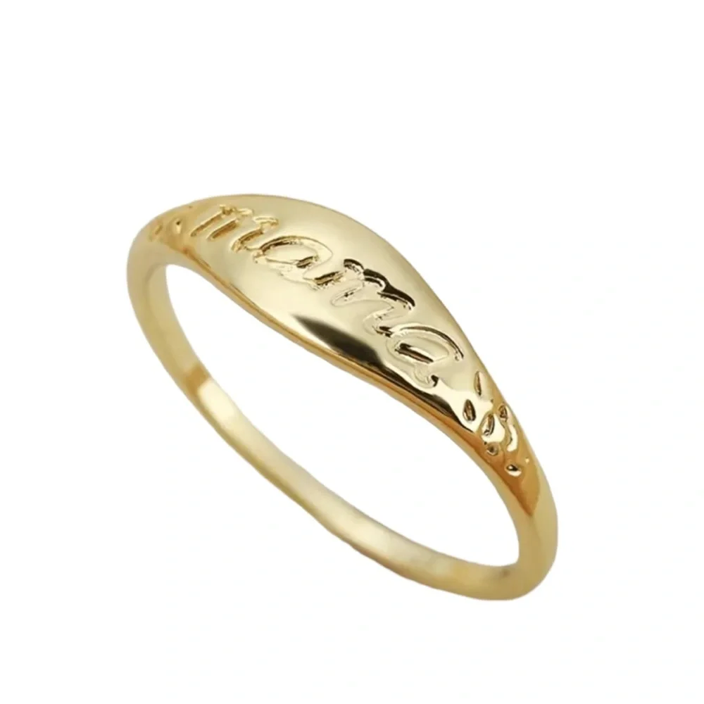Gold “Mama” Floral Minimalist Ring